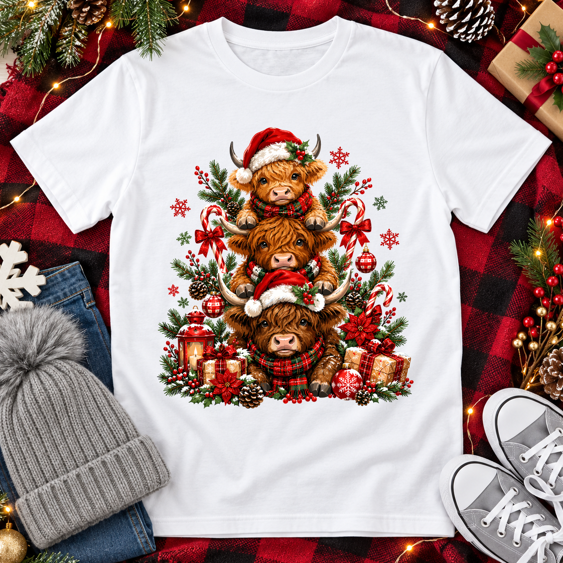 Christmas Highland Cows T-Shirt